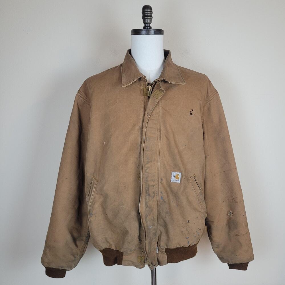 Carhartt FR Jacket Mens Large Brown Flame Resistant Duck Bomber Workwear Lined